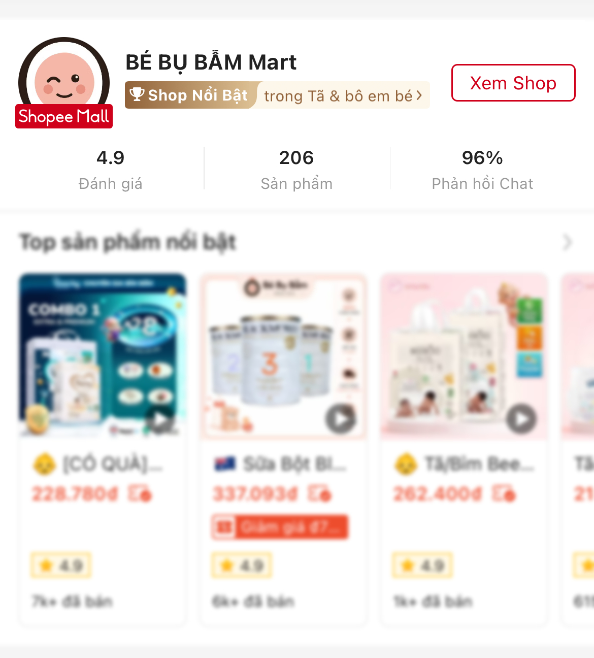Shop Nổi Bật ngành Tã & bô em bé