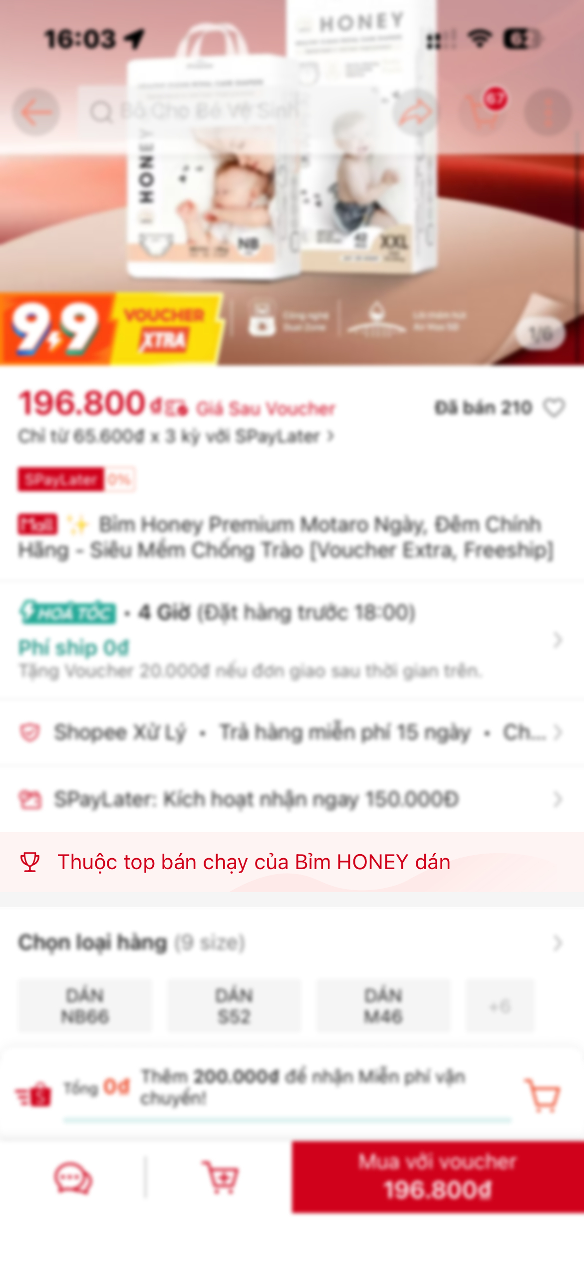Top bán chạy — Bỉm Honey dán