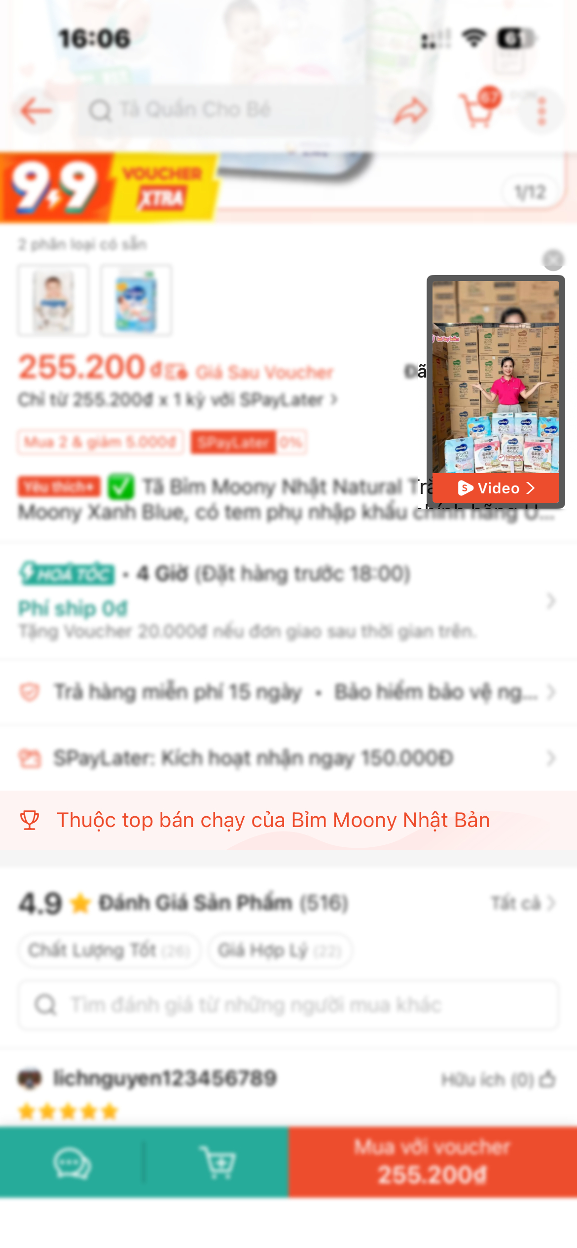 Top bán chạy — Bỉm Moony Nhật Bản
