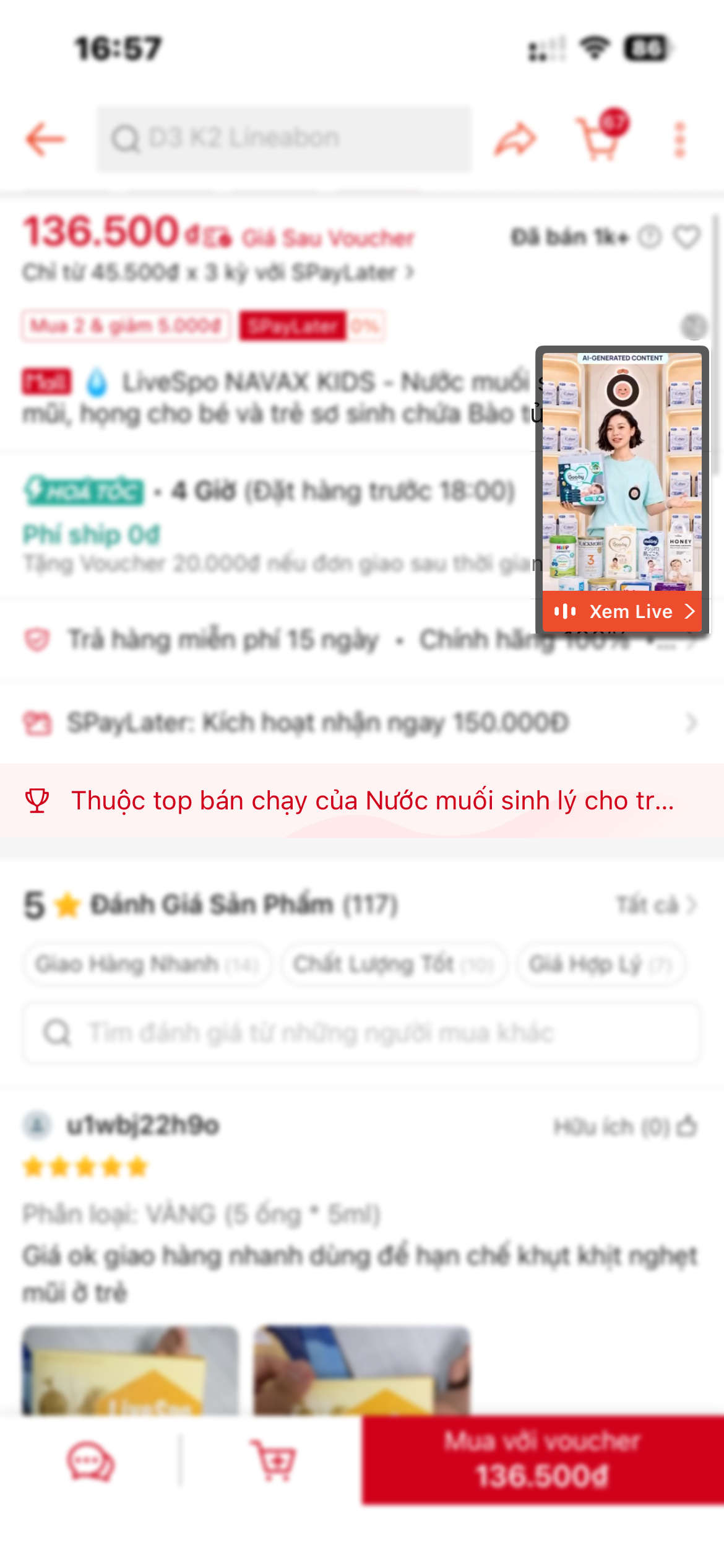 Top bán chạy — Nước muối sinh lý cho bé