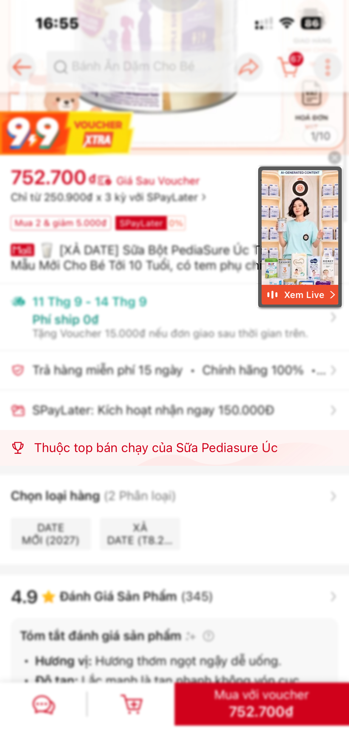 Top bán chạy — Sữa PediaSure Úc